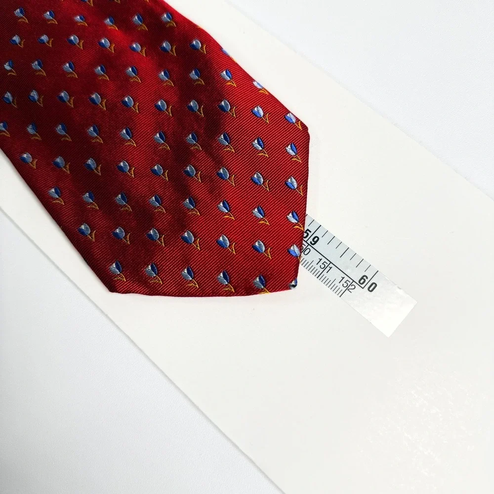 Brooks Brothers Tie Makers Silk Woven In Italy Red Tulip Floral Novelty Necktie